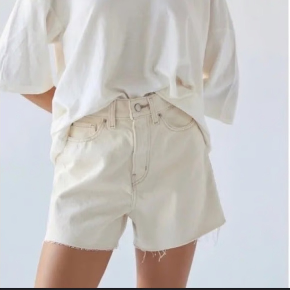 BDG Cream A-Line Denim Cutoff Shorts